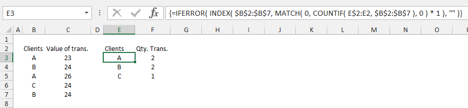 office365 ¿Cómo contar cuántos valores distintos (column2) existen