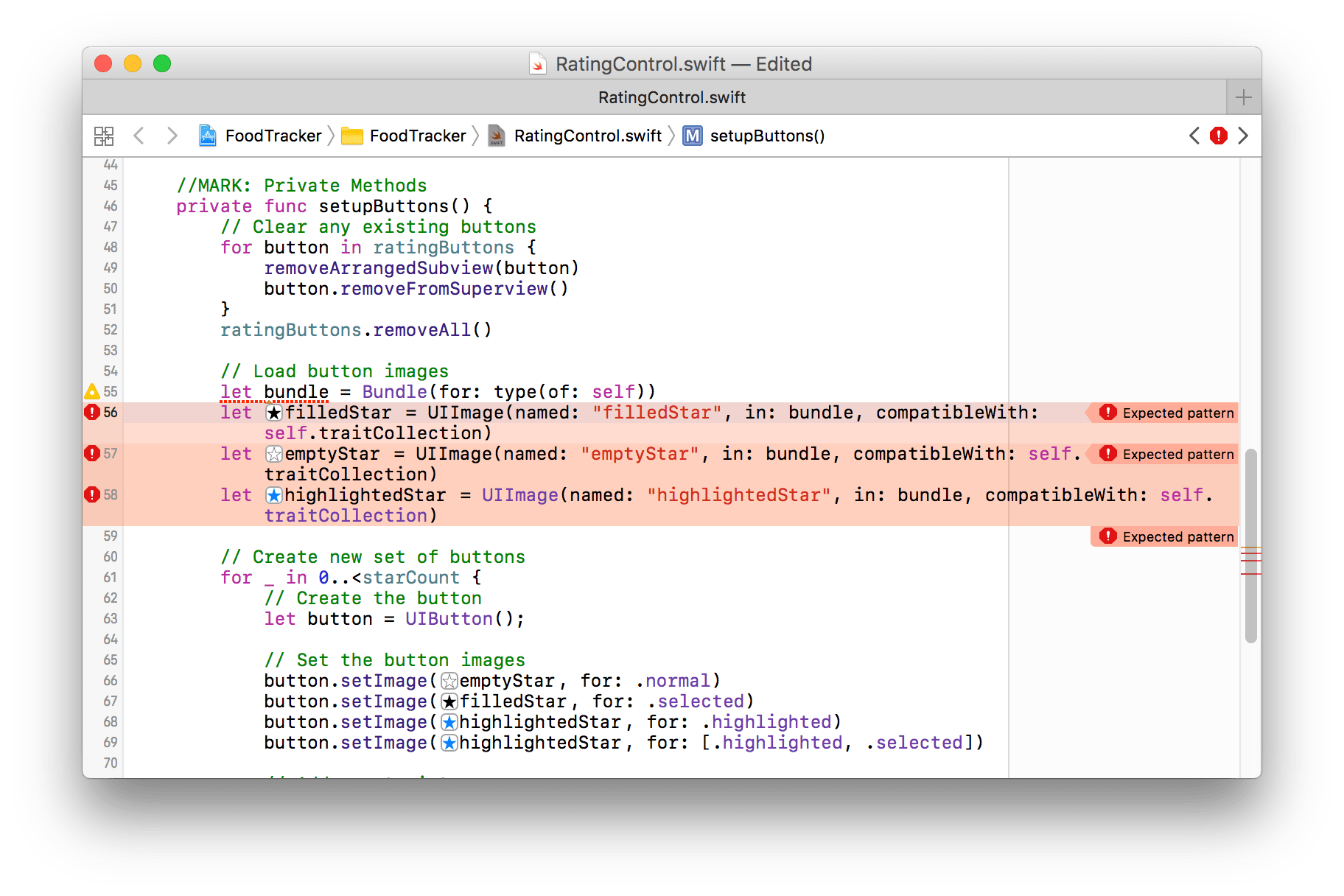 ios Expected Pattern error in Swift? Stack Overflow(04)