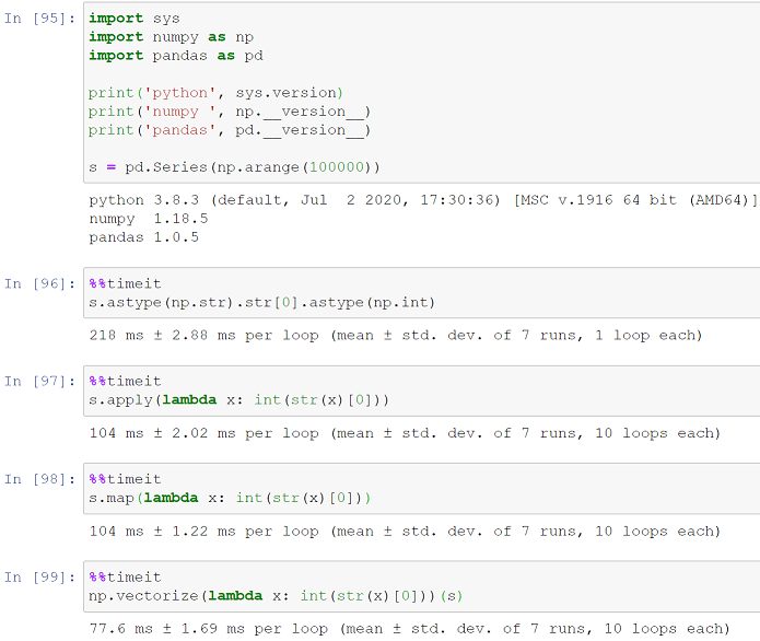 python Why Pandas apply can be faster than vectorized builtins