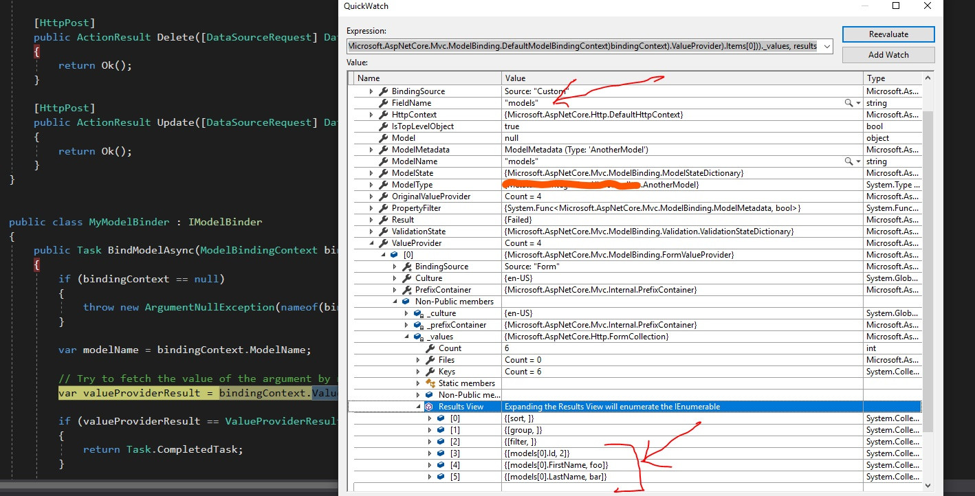 c Custom model binder not retrieving value from valueprovider