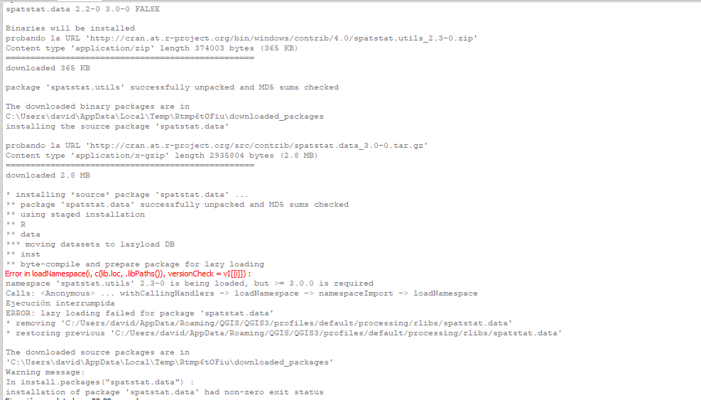 How to update manually an R package in QGIS (folder rlibs) Geographic