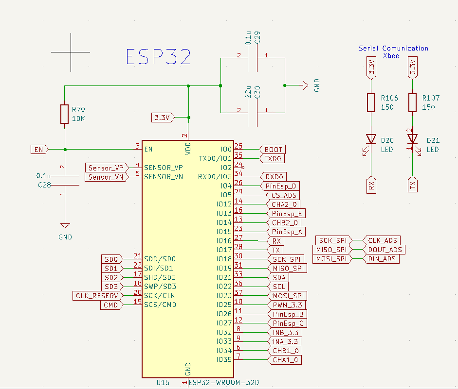 pcb design - ESP32-WROOM-32D need to press reboot to start working