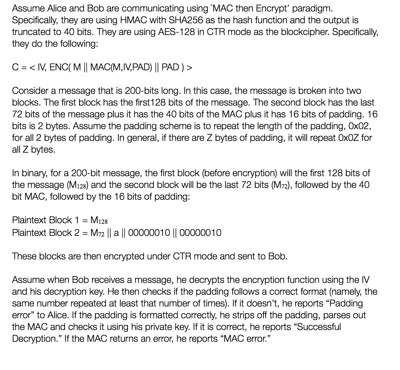Padding Oracle Attack with AES128CTR and MAC Cryptography