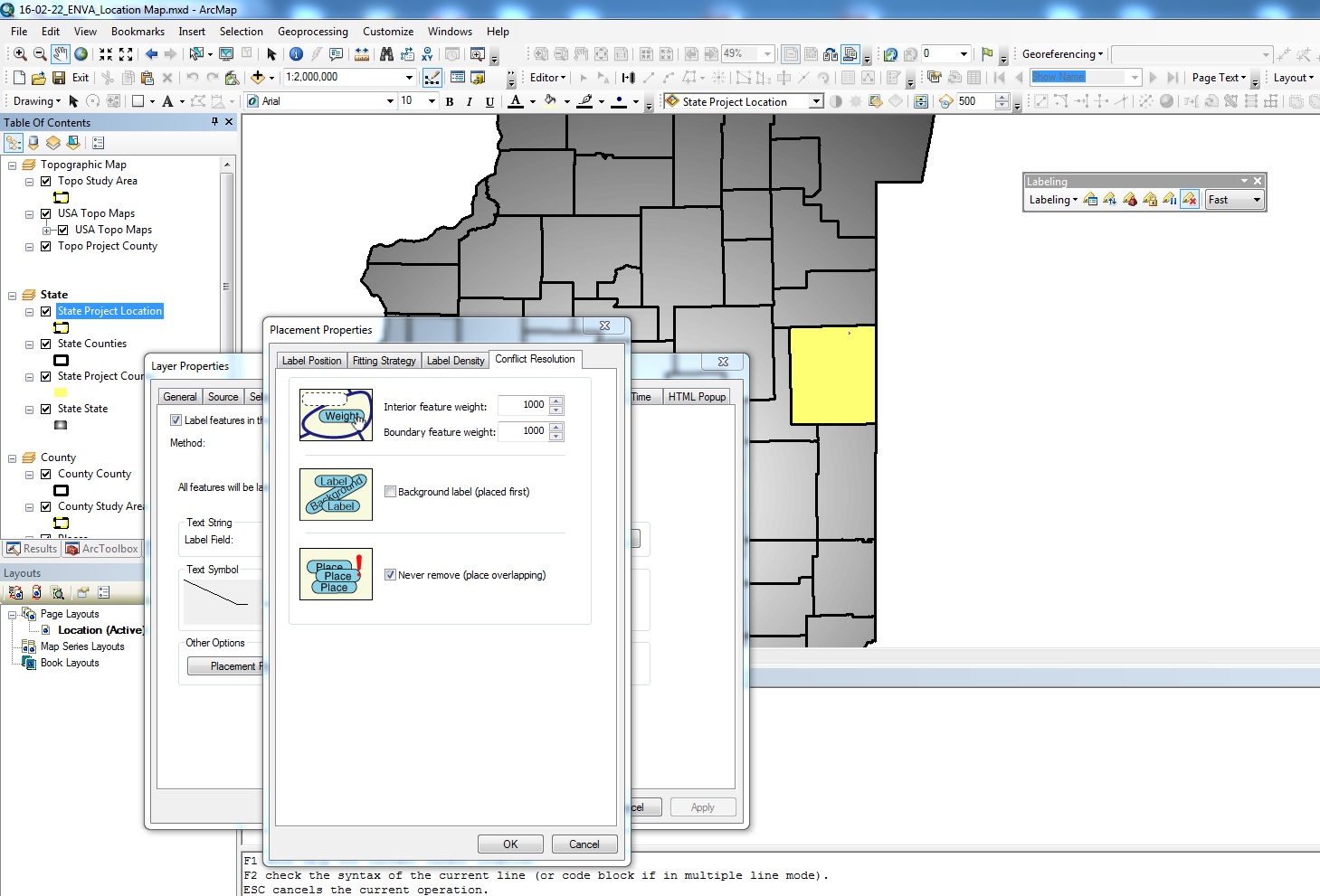 arcgis desktop Polygon won't label out beyond 1150,000 Geographic
