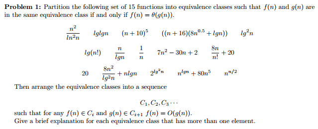 discrete mathematics Partitioning functions into equivalence classes