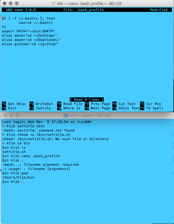alias Mac Terminal /bin/settitle.sh No such file or directory Stack Overflow