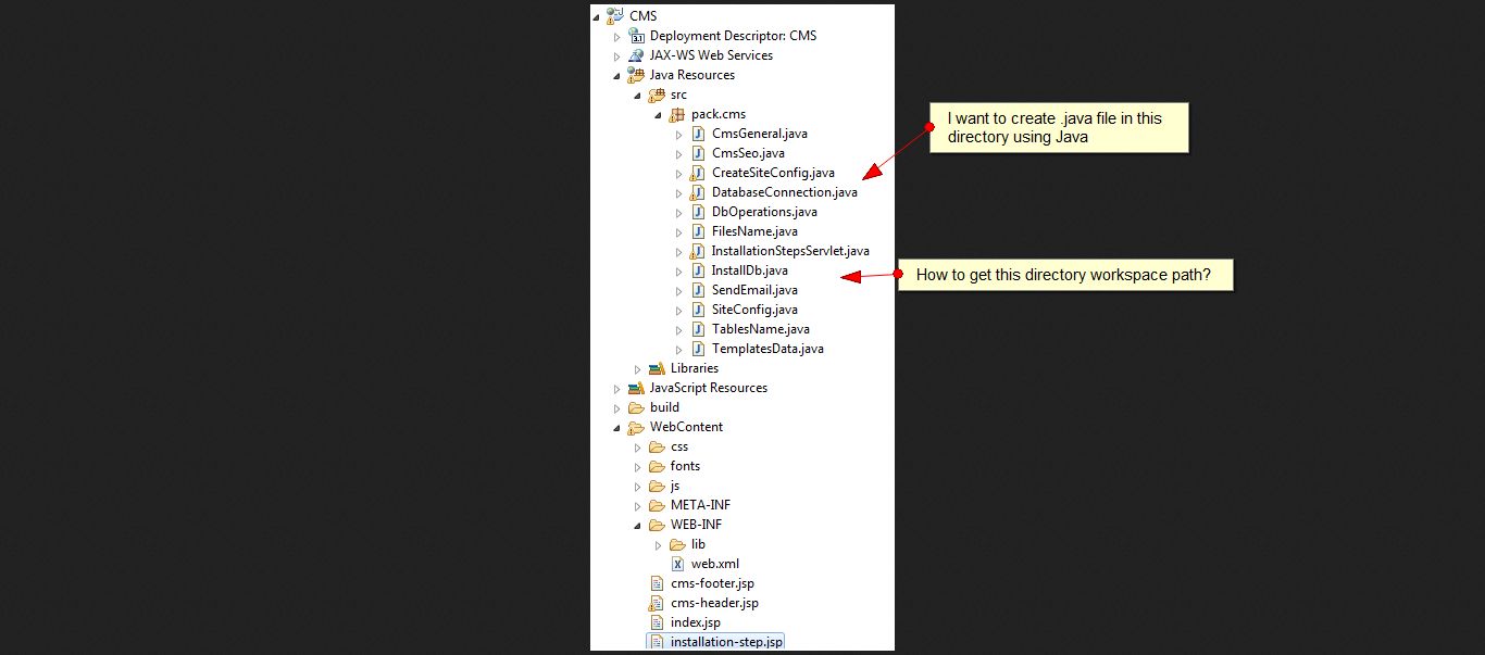 java How to get package directory workspace path eclipse Stack Overflow
