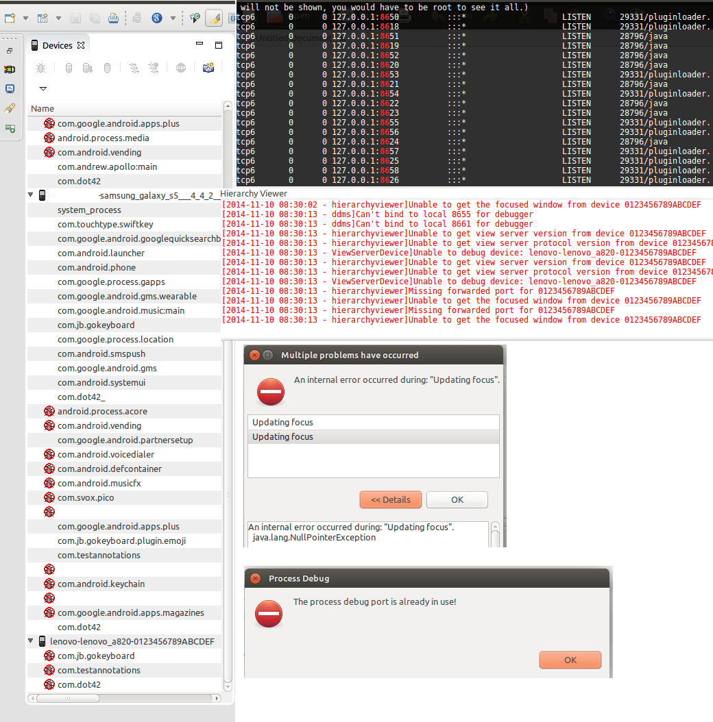 java Debug port issues. An internal error occurred during "Updating