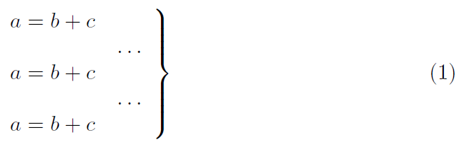 spacing Several lines of formulas to the left of one curly brace