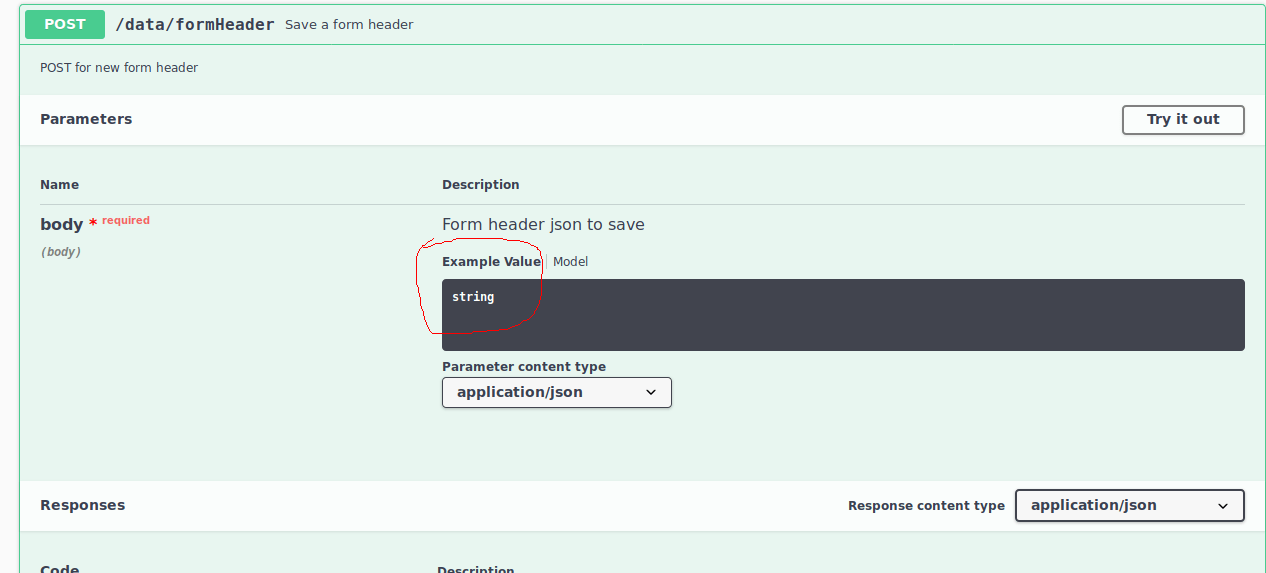 scala Add an example Json in the request body in Swagger dashboard