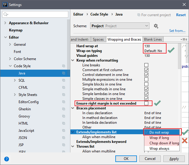 IntelliJ Autowrapping only for comments? Stack Overflow