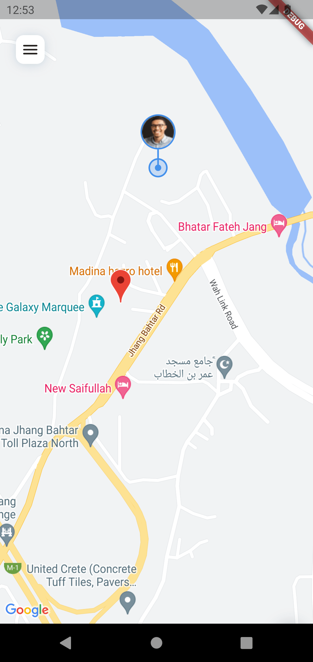 How to get LatLng from a specific postion on screen in google map