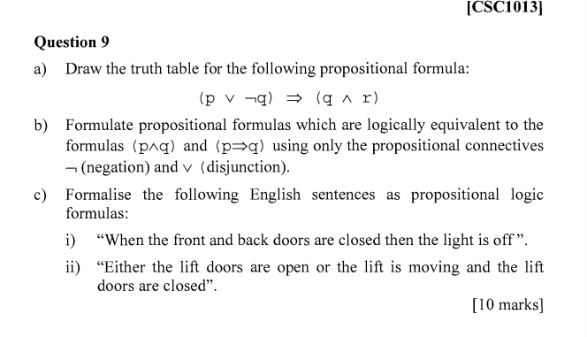 propositional calculus Propisitional logic exam