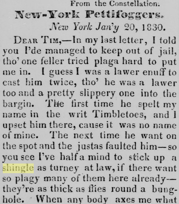 etymology Does "Hang a Shingle" refer only to lawyers starting their