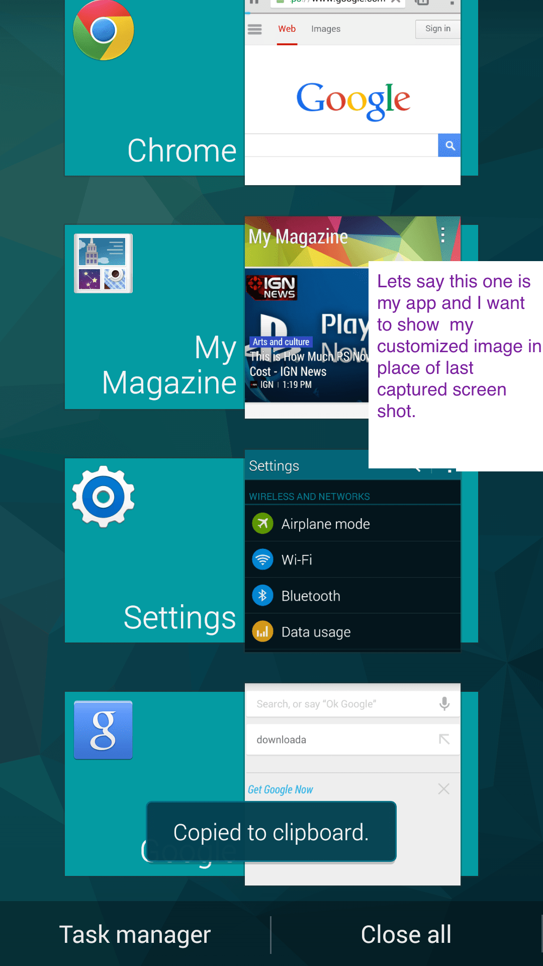 Customize Android App Screen Image which is visible in switch between