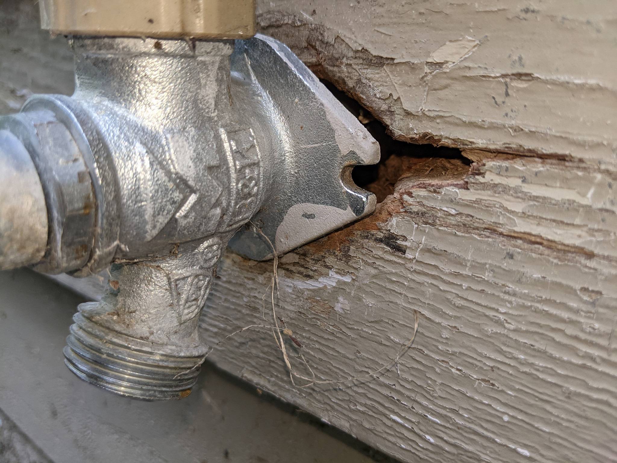 How can I repair rotten siding around my hose spigot? Home