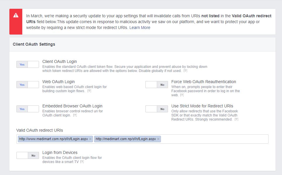 Facebook OAuth Login Error Without "www" in URL Stack Overflow