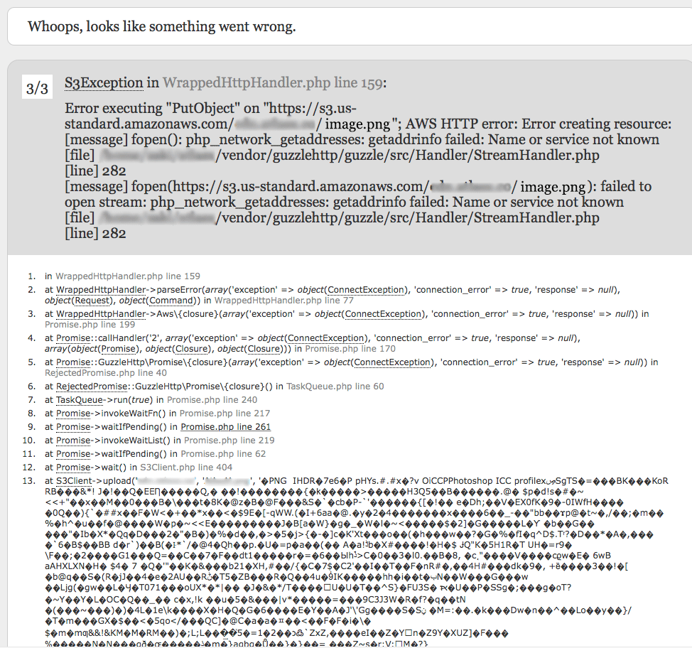 linux AWS s3 File uploading failing via Laravel Stack Overflow