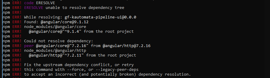 angularjs Unable to resolve dependency tree error when installing npm packages Stack Overflow