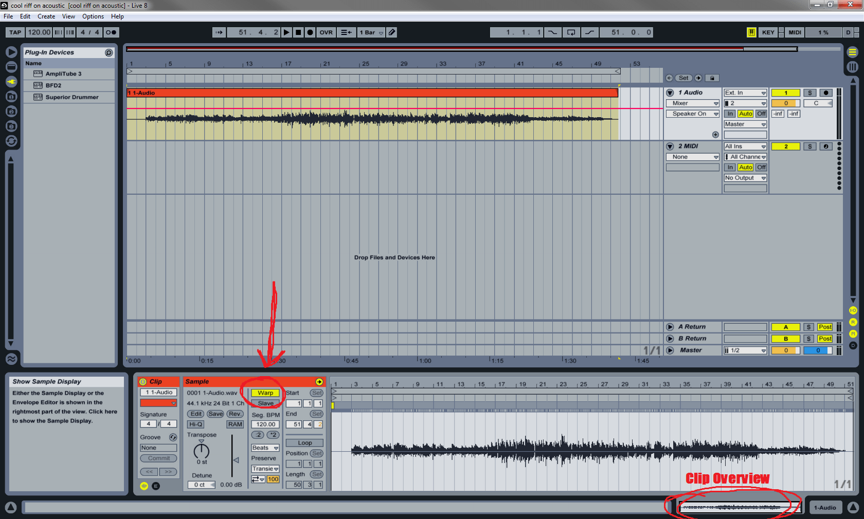 ableton How can I change the master BPM in my song without stretching