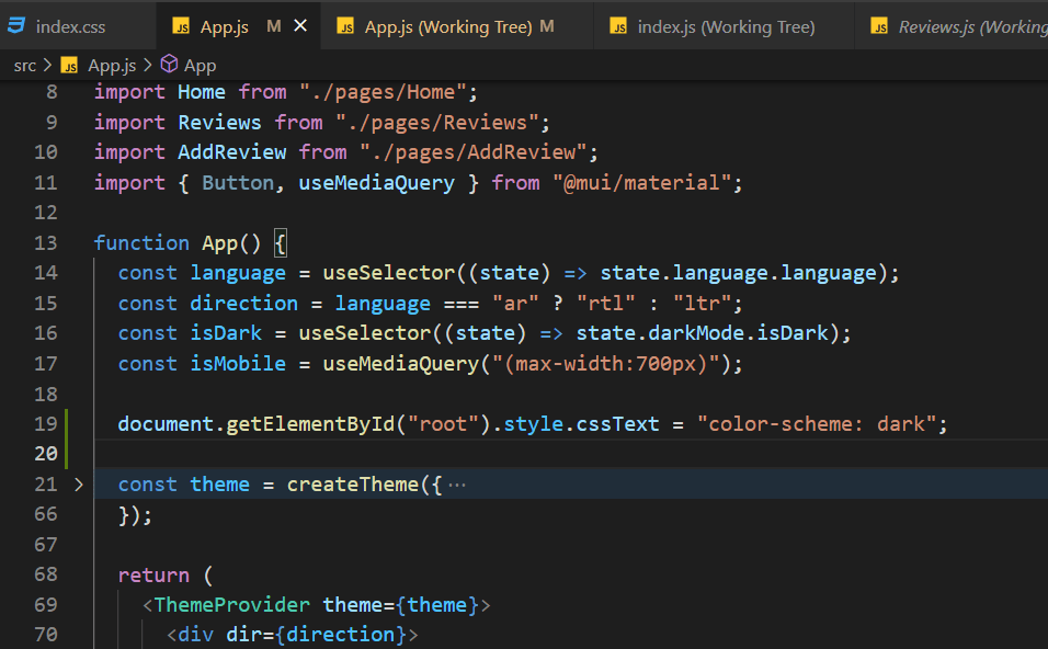 javascript How to change colorscheme dynamically in react app