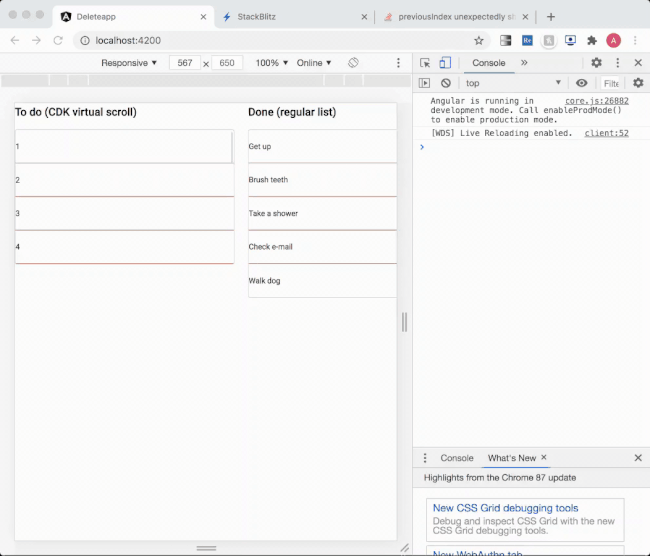 previousIndex unexpectedly jumps with Angular Material drag/drop + cdk