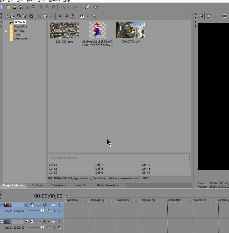 Sony Vegas is resizing the whole project when I add a new