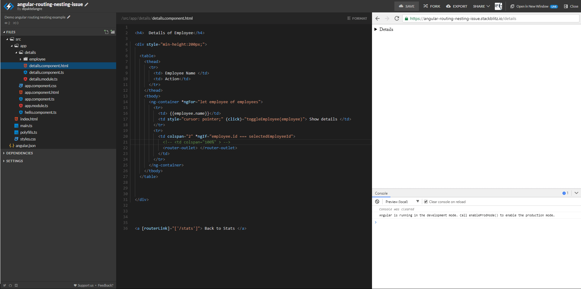 Angular 2 nested routing issue (Uncaught (in promise) TypeError