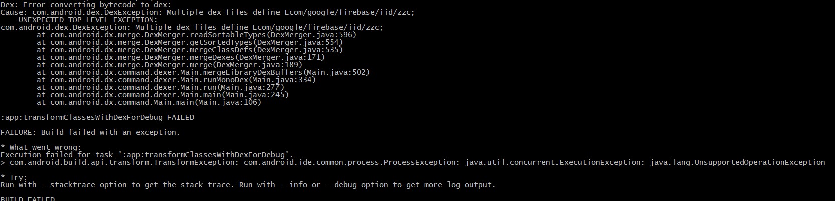 React Native android compilation Execution failed for task ',app