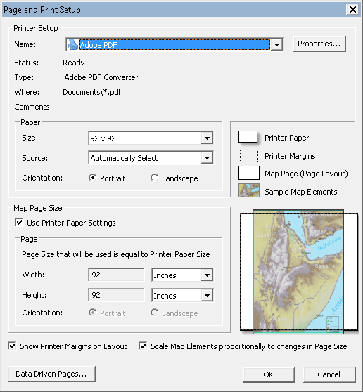 arcgis desktop ArcMap PDF export not correct size? Geographic