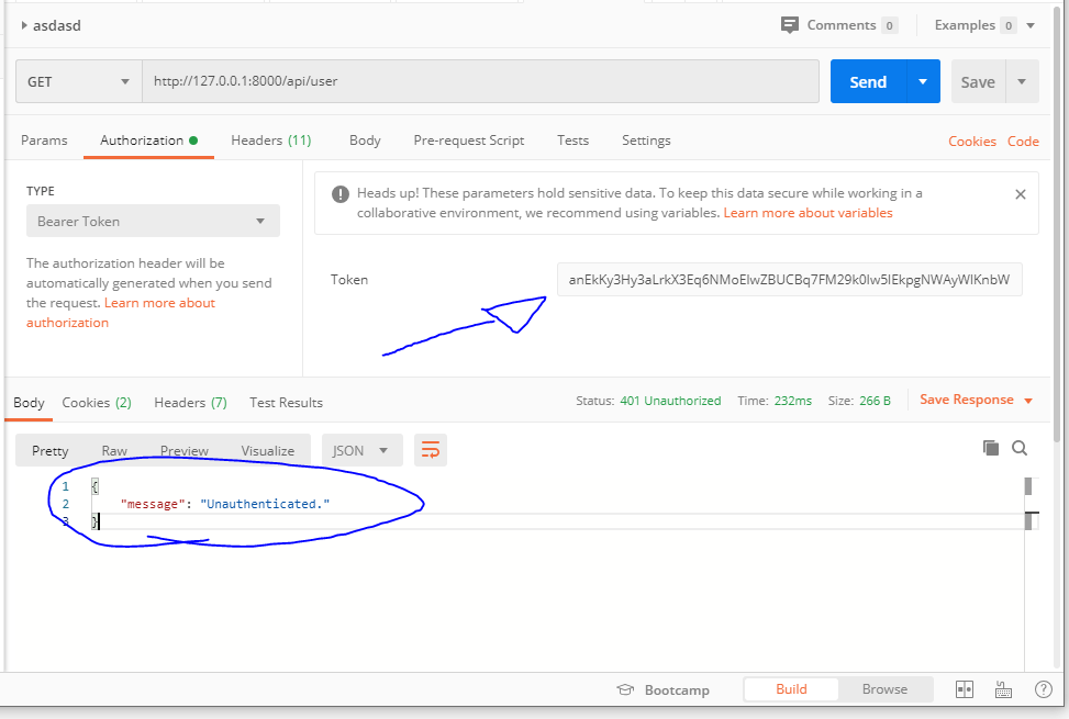 Laravel Auth simple API always returning Unauthorized 401 error Stack