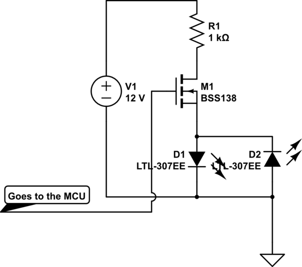 microcontroller Using a MOSFET to turn on/off LEDs which could get