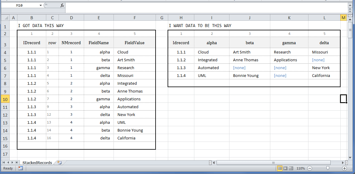 Excel, How to extract records that are all in one column Super User
