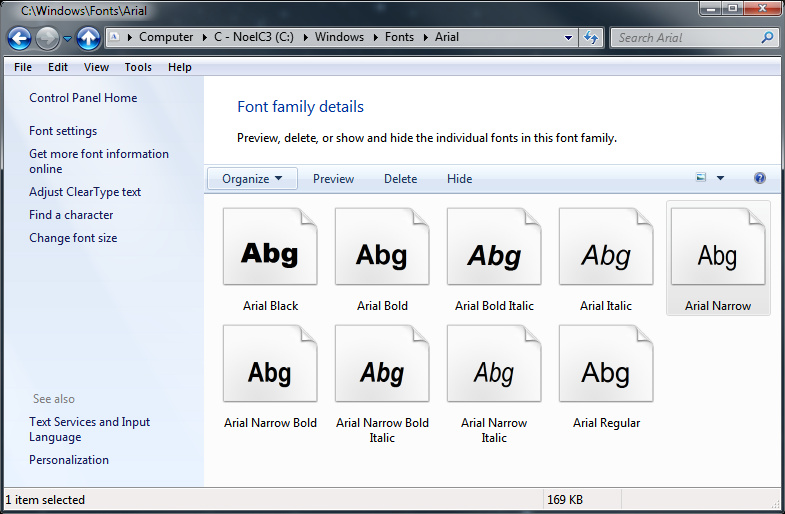 Where is the Arial Narrow font on Windows? Super User