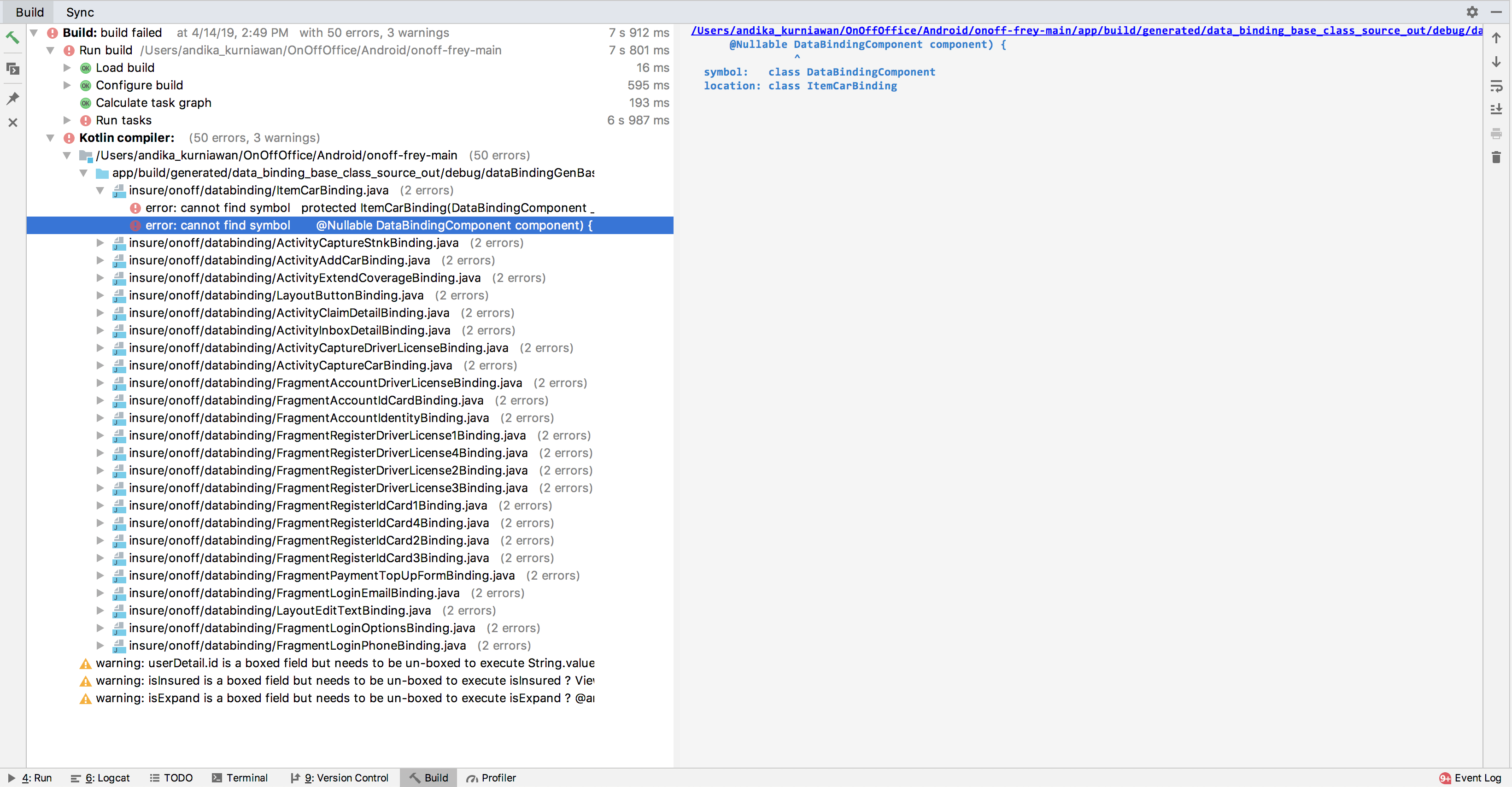 android add kapt androidx room in gradle makes data binding error