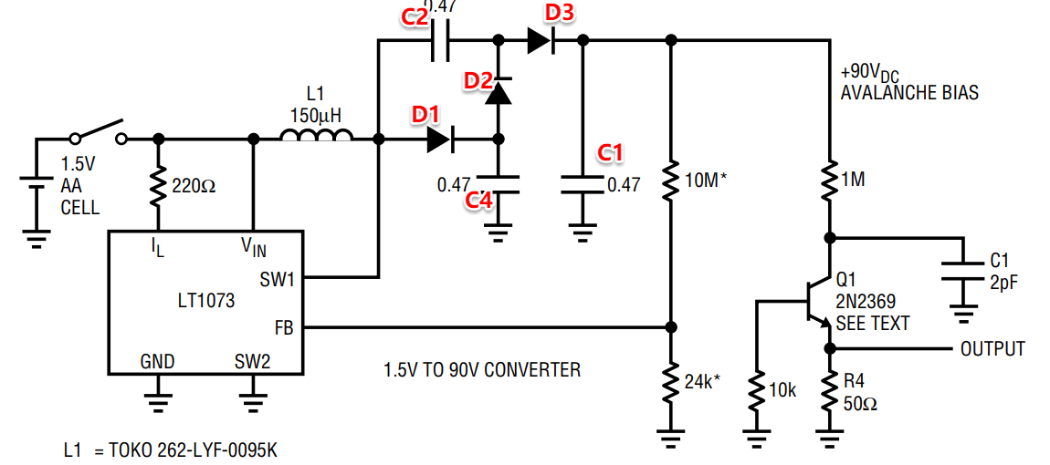 How should I understand this 1.5 V to 90 V voltage stepup network