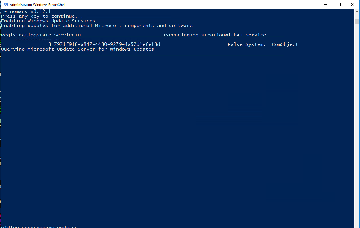 PSWindowsUpdate blank output when running GetWUList from Powershell
