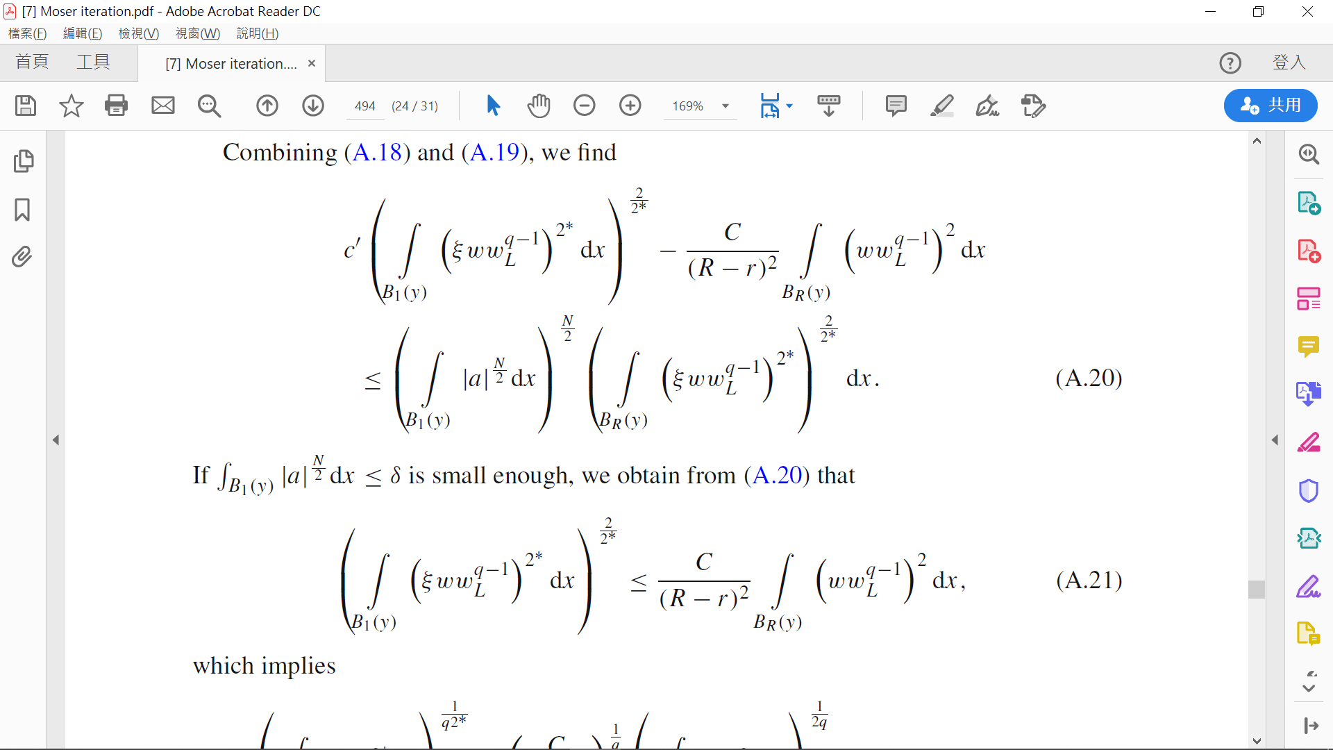 partial differential equations Moser Iteration for Laplacian with