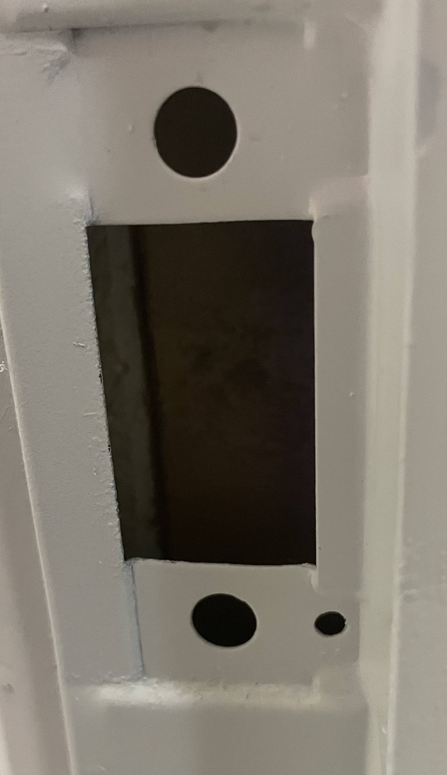 Door strike opening on hollow metal door frame is tool small for new