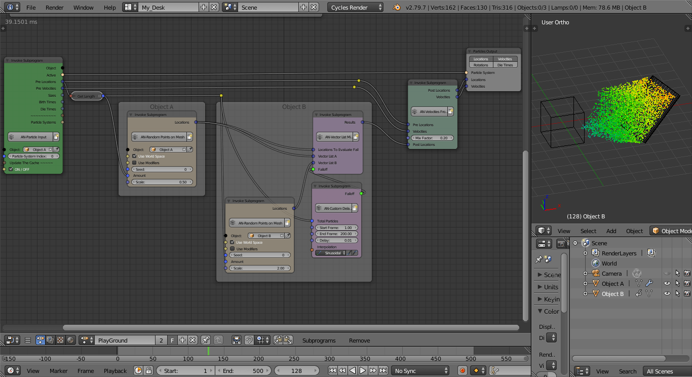 Animation Nodes extra nodes Morph between two objects with particles