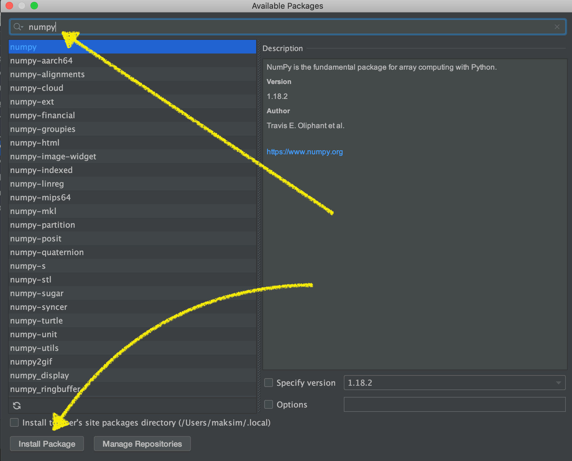 python install numpy for pycharm on mac Stack Overflow