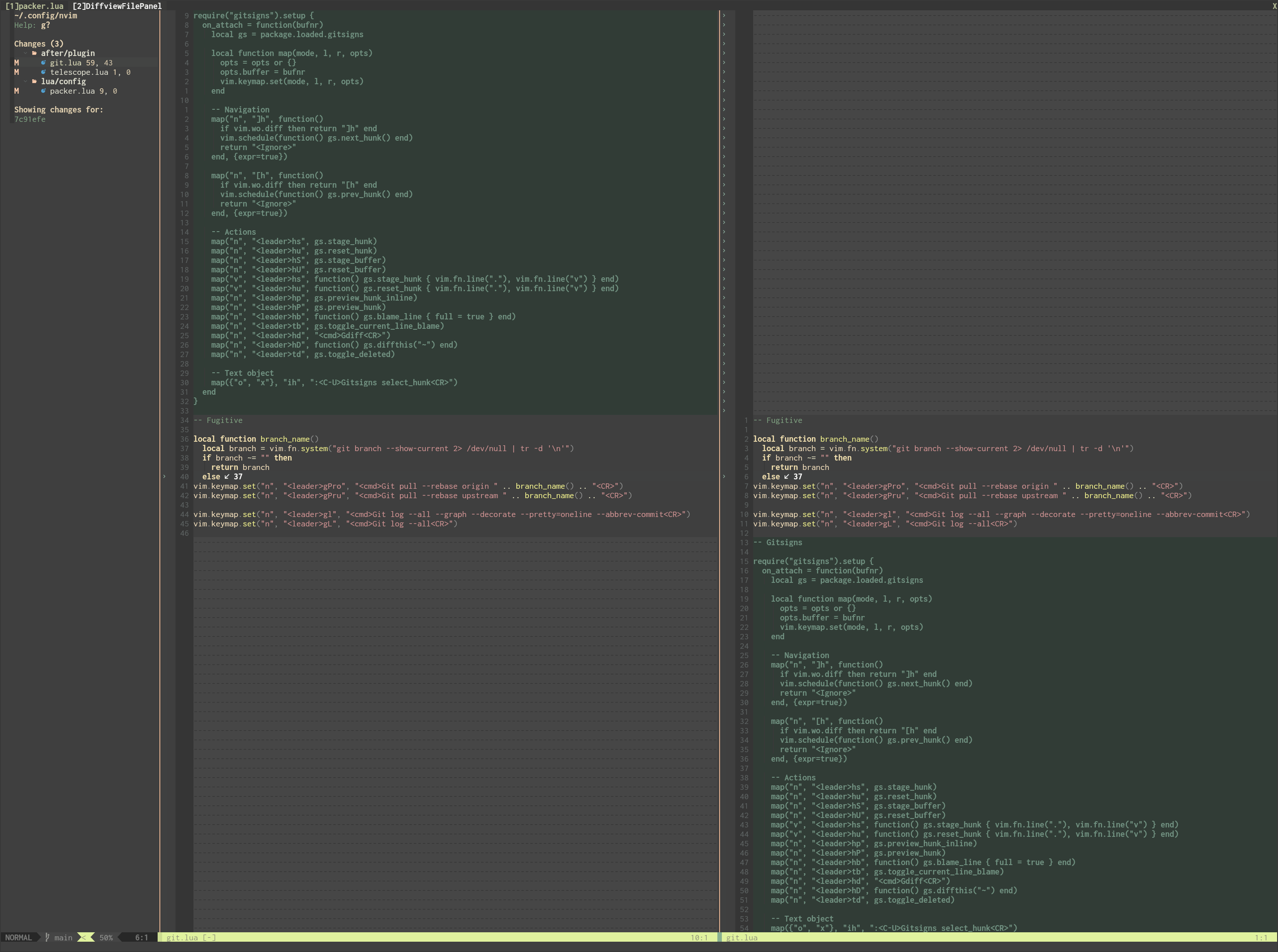 neovim How do I change the color of the deleted text on the left side