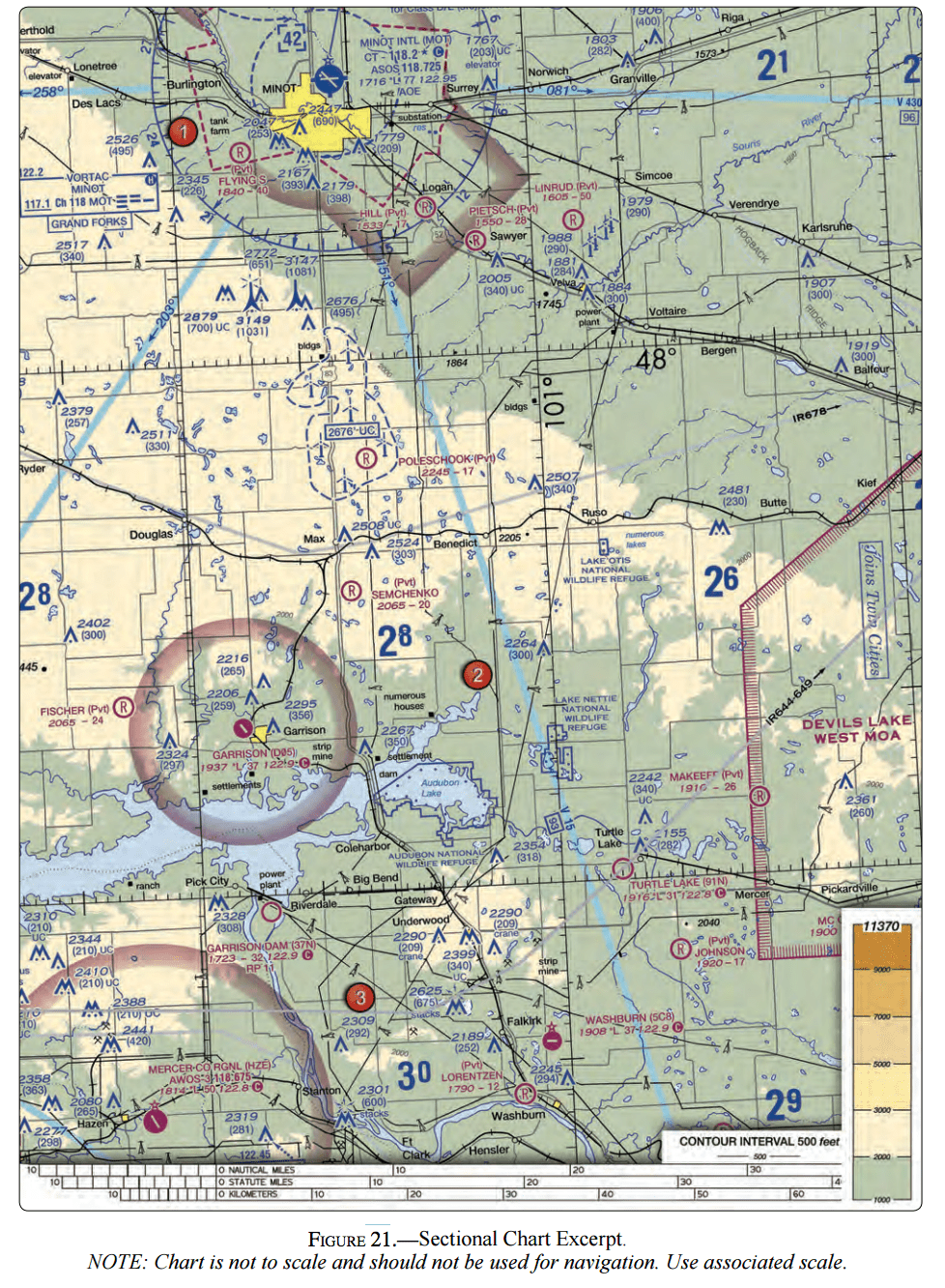 aeronautical charts How does one determine the elevation on a