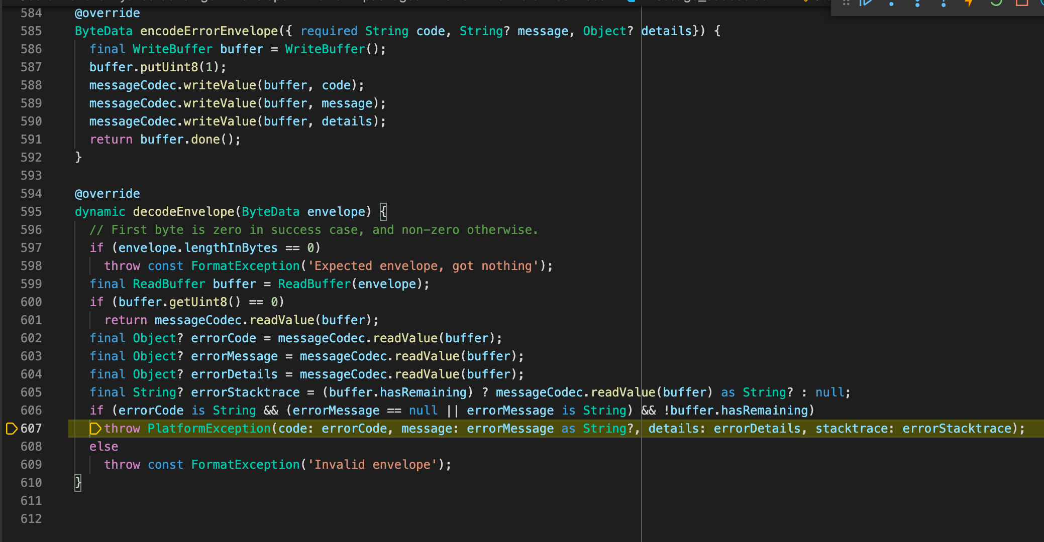 dart Exception while trying to launch a Flutter View Stack Overflow