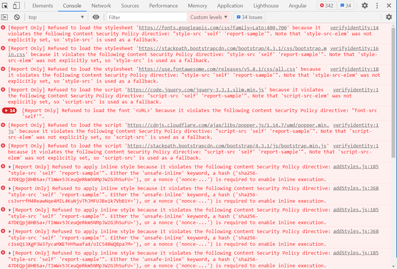 javascript ContentSecurityPolicy Header in Angular Stack Overflow