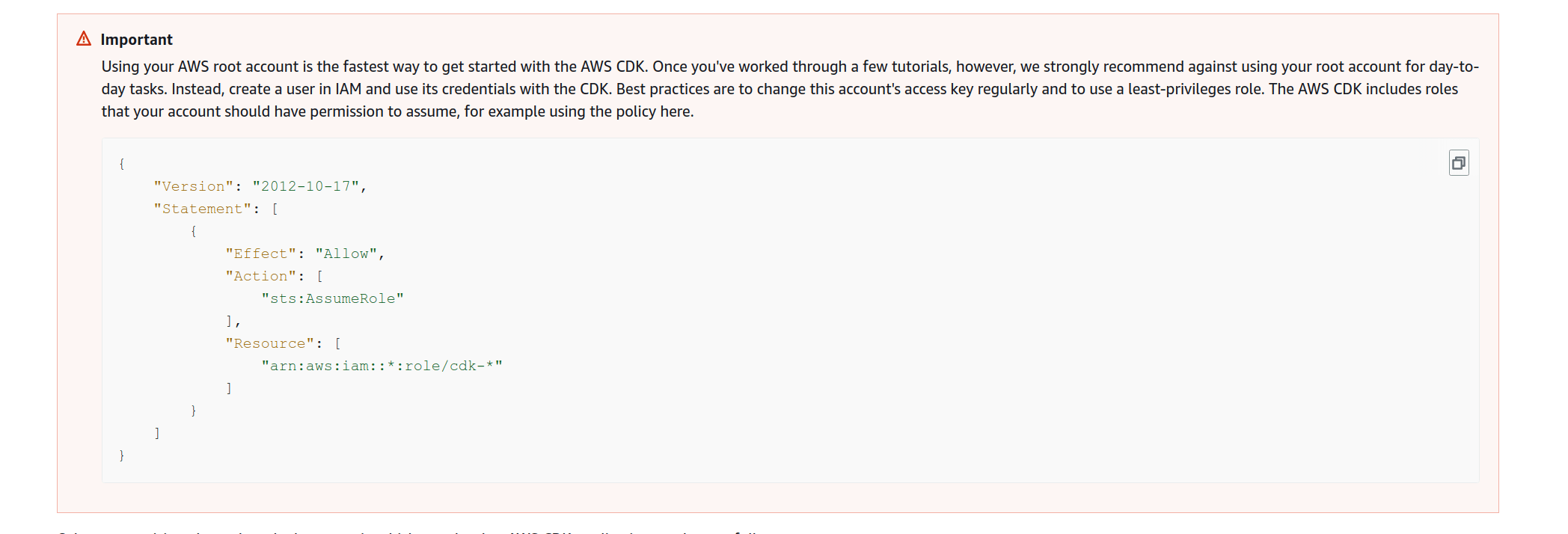 aws sdk For the AWS CDK, how can I determine the appropriate IAM
