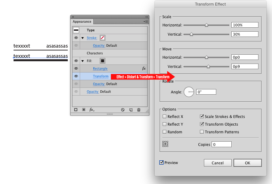 adobe illustrator How do I adjust an underline thickness/rule under