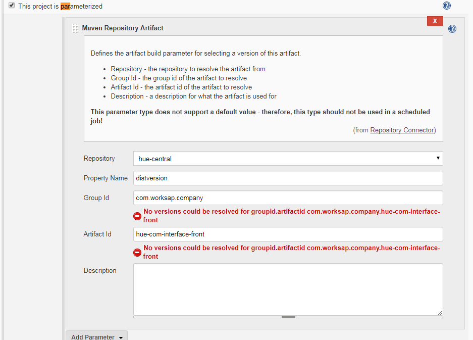 maven No versions could be resolved for groupid.artifactid error when