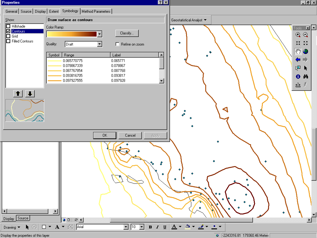 Symbology of contour lines in ArcMap Geographic Information Systems