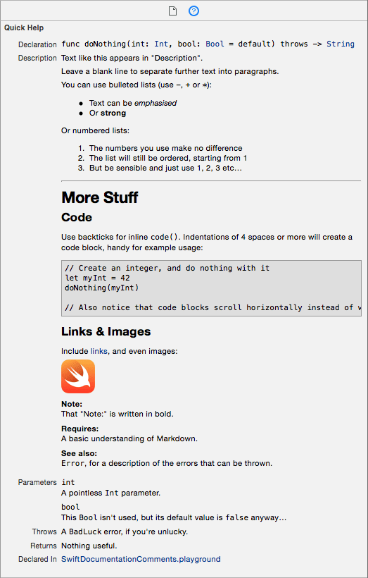 Does Swift have documentation generation support? Stack Overflow